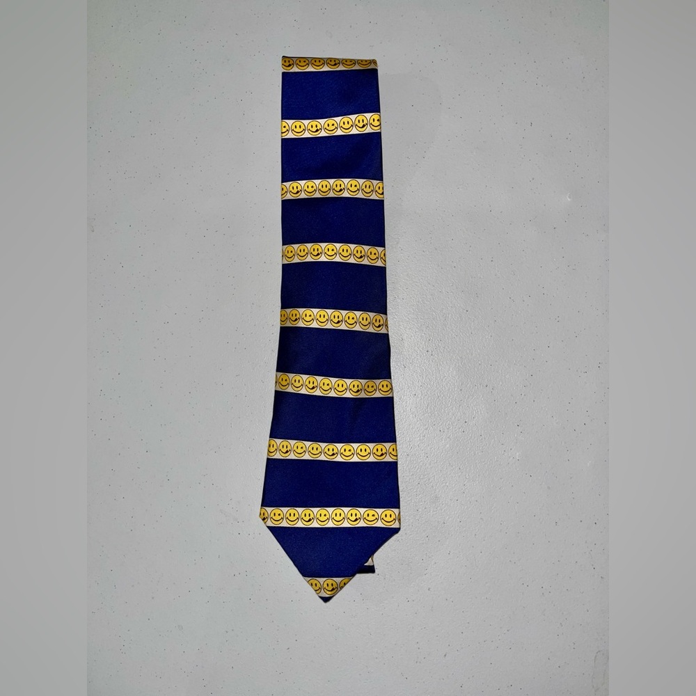 NIBag Joe Boxer Striped Smiley Face 100% Silk Tie